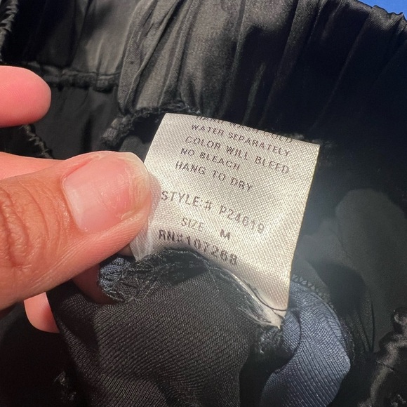 Gracia Black Blue Side Strip Satin Pull On Drawstring Pants Size Médium - Picture 7 of 7